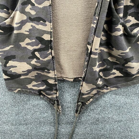 ASHES TO DVST Cardigan Womens XL Brown Camo Open Front Hooded Grunge 90s Causal - Picture 3 of 10
